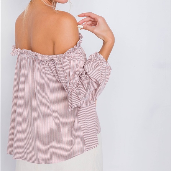 ❤️HP! Off The Shoulder Stripe Blouse - Picture 4 of 5
